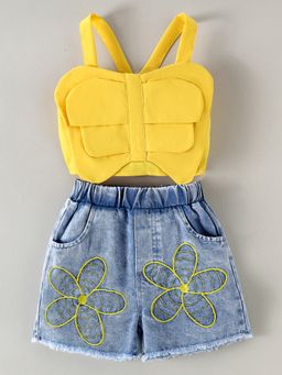 Hopscotch - 2-Pc Daisy Top and Denim Shorts
