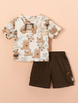 Hopscotch - 2-Pc Teddy All-Over T-Shirt and Shorts