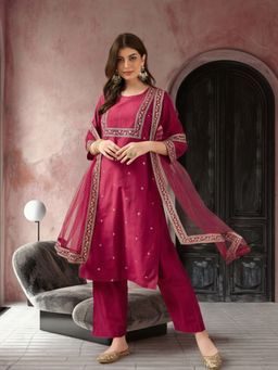 Jaipur Kurti - Women Pink Kurta Pant and Dupatta