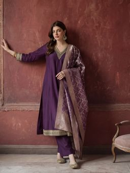 Jaipur Kurti - Women Purple Kurta Pant and Dupatta