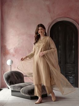 Jaipur Kurti - Women Beige Kurta Pant and Dupatta