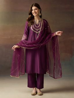 Jaipur Kurti - Women Purple Kurta Pant and Dupatta