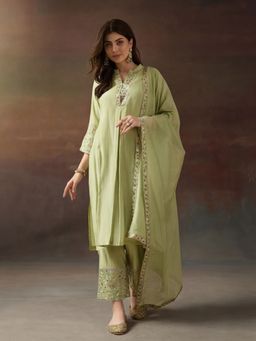 Jaipur Kurti - Women Green Kurta Pant and Dupatta