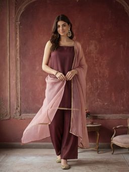 Jaipur Kurti - Women Brown Kurta Palazzo and Dupatta