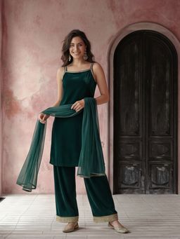 Jaipur Kurti - Women Green Kurta Palazzo and Dupatta