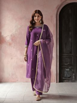 Jaipur Kurti - Women Purple Kurta Pant and Dupatta