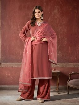Jaipur Kurti - Women Peach Kurta Palazzo and Dupatta