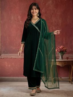 Jaipur Kurti - Women Green Kurta Pant and Dupatta