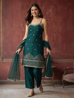 Jaipur Kurti - Women Green Kurta Pant and Dupatta