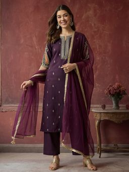 Jaipur Kurti - Women Purple Kurta Pant and Dupatta