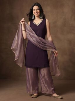 Jaipur Kurti - Women Purple Gota Patti Kurta Palazzo and Dupatta
