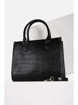 Van Heusen - Women Black Textured Casual Handbag