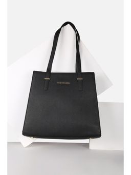 Van Heusen - Women Black Solid Casual Tote Bag