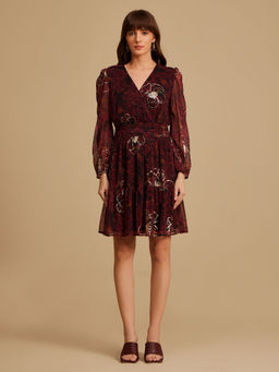 Kazo - Women Wine Printed Mini Dress