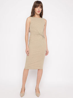 Guess - Women Beige Textured Midi Dress