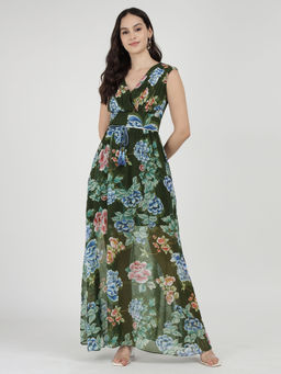 Guess - Women Green Printed Maxi Dress