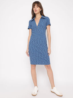 Guess - Women Blue Printed Knee Length Dress