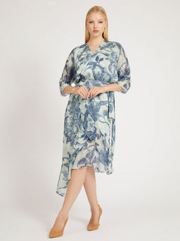 Guess - Women Blue Printed Midi Dress