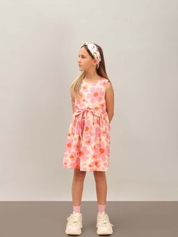 VERO MODA - Pink Floral Flared Dress