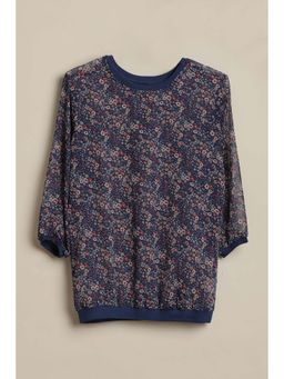 Allen Solly - Navy Blue Printed Regular T-Shirt