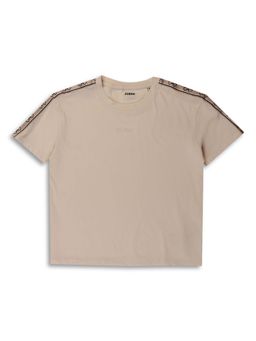 Guess - Beige Solid Boxy T-Shirt