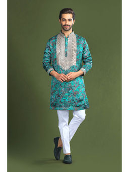 CHAR CHAAND - Ocean Teal Embroidered Kurta for Men and Boys