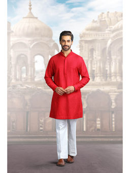CHAR CHAAND - Classic Red Thread Embroidered Kurta