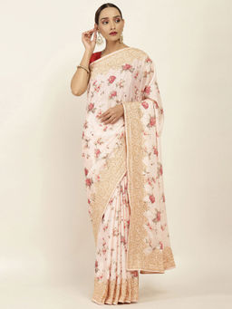 Soch - Embellished Chiffon Saree with Unstitched Blouse