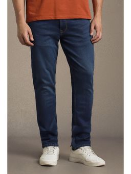 Louis Philippe - Men Blue Cotton Blend Mid Waist Jeans