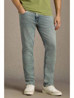 Louis Philippe - Men Blue Cotton Blend Mid Waist Jeans