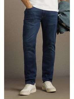 Louis Philippe - Men Blue Cotton Blend Mid Waist Jeans