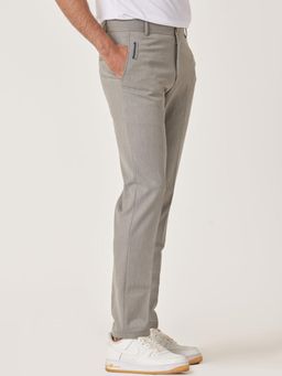 MR BUTTON - Men Grey Polyviscose Mid Waist Trouser