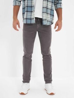 American Eagle - Men Grey Cotton Blend Mid Waist Jeans