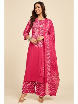 Alaya by Stage3 - Bandhej Fuchsia Kurta with Pant