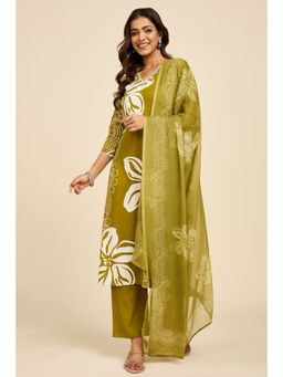 Alaya by Stage3 - Olive Bloom Cotton Kurta with Pant