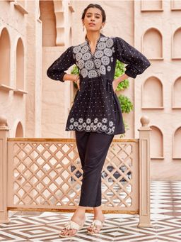 Women Plus - Women Black Rayon Co-Ord Set