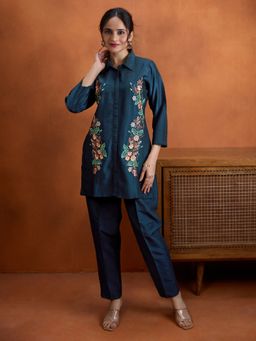 Women Plus - Women Blue Pure Cotton Co-Ord Set