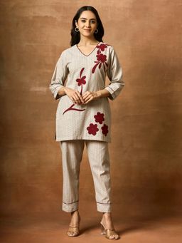 Women Plus - Women Grey Pure Cotton Co-Ord Set