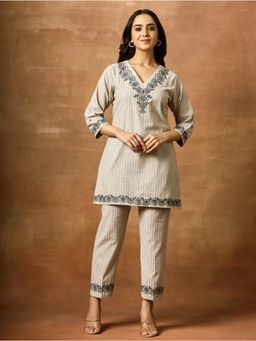 Women Plus - Women Grey Pure Cotton Co-Ord Set