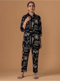Women Plus - Women Black Pure Cotton Co-Ord Set
