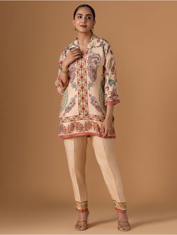 Women Plus - Women Beige Viscose Co-Ord Set