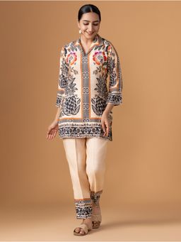 Women Plus - Women Beige Viscose Co-Ord Set