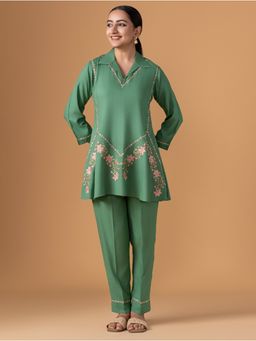 Women Plus - Women Green Viscose Co-Ord Set