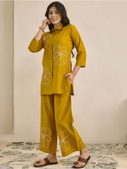 Women Plus - Women Gold Viscose Co-Ord Set