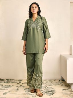 Women Plus - Women Green Viscose Co-Ord Set
