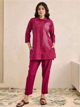 Women Plus - Women Pink Viscose Co-Ord Set