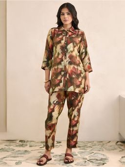 Women Plus - Women Brown Silk Co-Ord Set