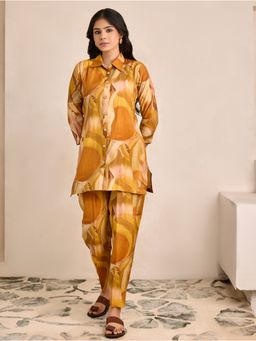 Women Plus - Women Yellow Silk Co-Ord Set