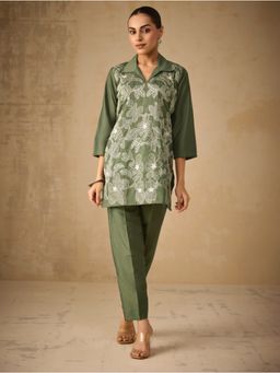 Women Plus - Women Green Viscose Co-Ord Set