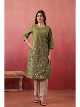 SAVI - Women Green Pure Cotton Kurta with Pant